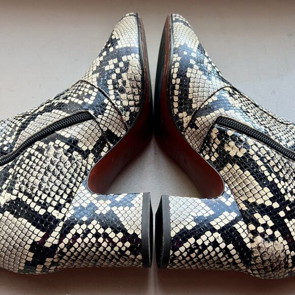 Chie Mihara Naylon Beige Snakeskin Mid Calf Block Heel Boot Women EU 39.5 US 8.5 - Picture 5 of 16